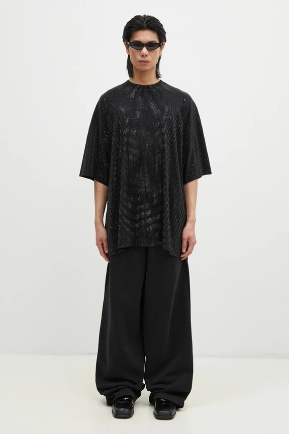 Хлопковая футболка VETEMENTS Iced-Out Oversized UA66TR900B чёрный