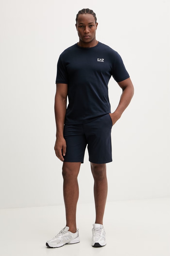Bavlnené tričko EA7 Emporio Armani AF10375.7M000567 tmavomodrá SS26
