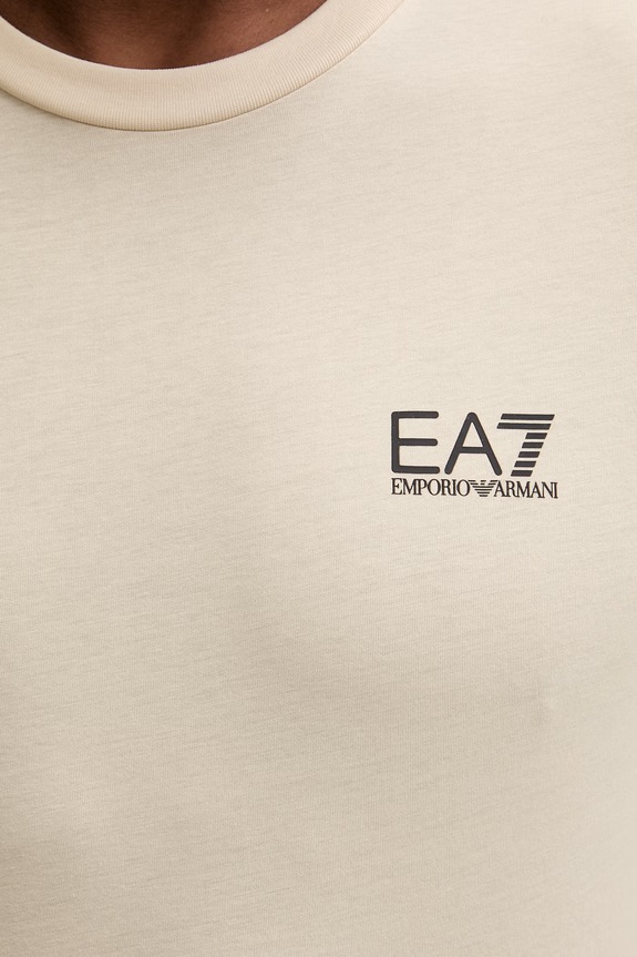 Bavlněné tričko EA7 Emporio Armani AF10375.7M000567 béžová