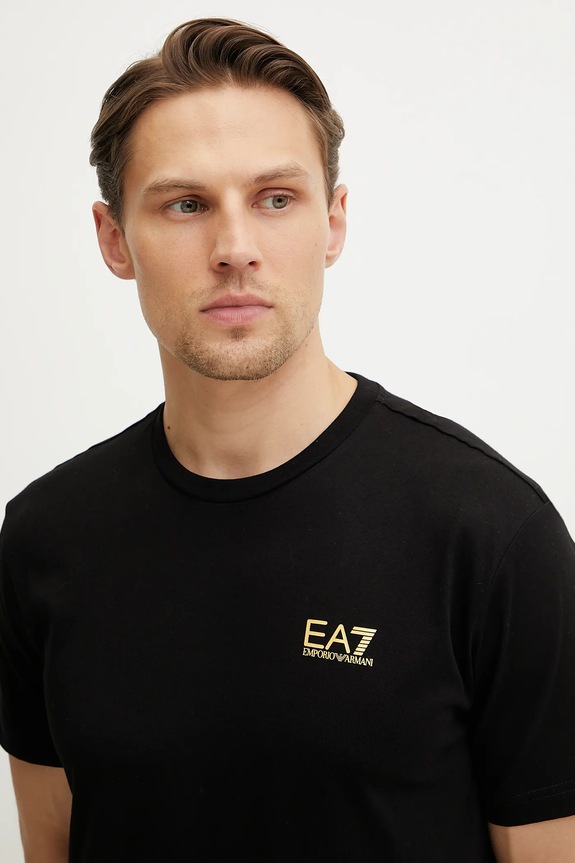 Βαμβακερό μπλουζάκι EA7 Emporio Armani μαύρο AF10375.7M000567