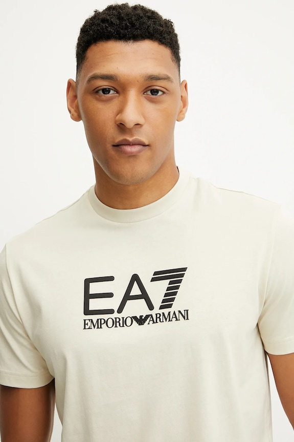 EA7 Emporio Armani t-shirt bawełniany beżowy AF10375.7M000224