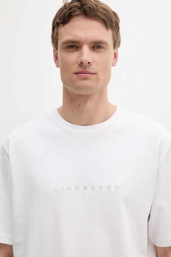 Bombažna kratka majica Lindbergh bela 30.400120B.WHITE
