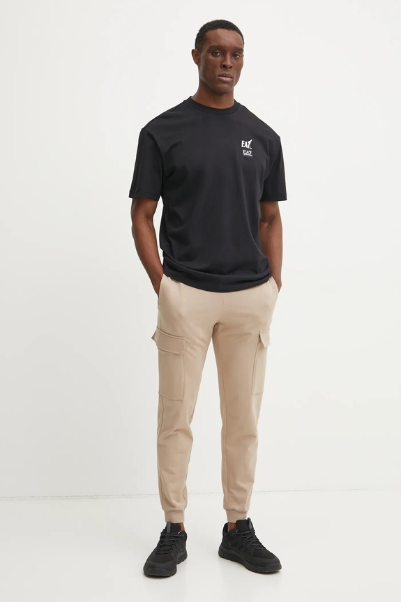 Bavlněné tričko EA7 Emporio Armani AF13244.7M000118 černá SS25
