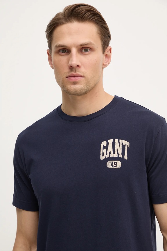 Pamučna majica Gant mornarsko plava 2003292