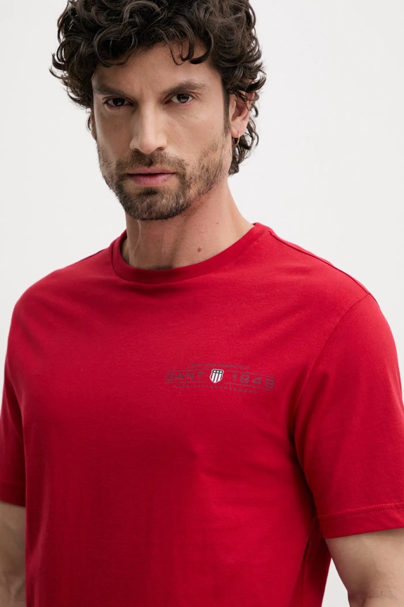 Gant t-shirt bawełniany czerwony 2044017