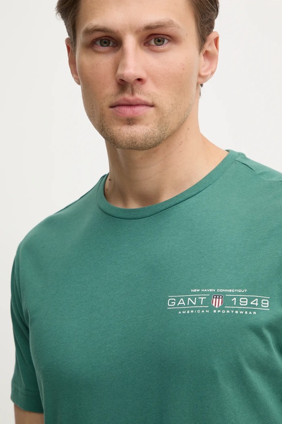Pamučna majica Gant zelena 2044017