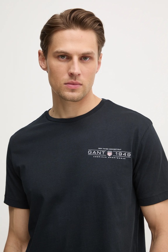 Gant t-shirt bawełniany czarny 2044017