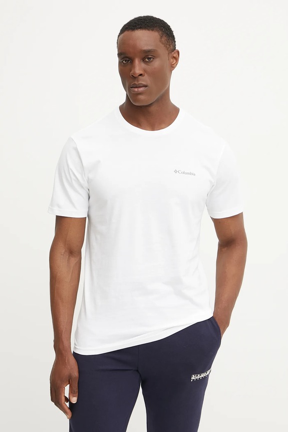 Odzież Columbia t-shirt bawełniany North Cascades 1834041. biały