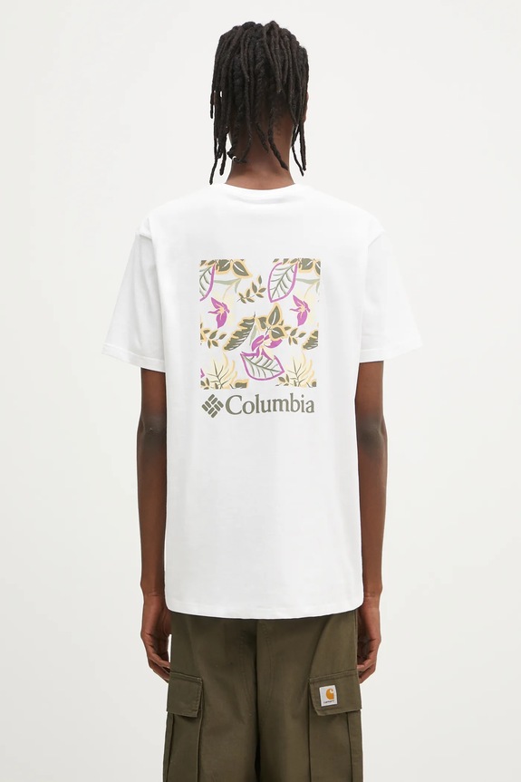 Odzież Columbia t-shirt bawełniany North Cascades 1834041. biały