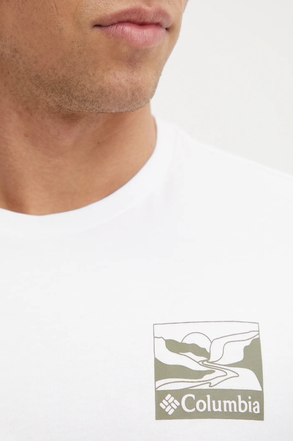 Columbia t-shirt in cotone Explorers Canyon 2036451. bianco