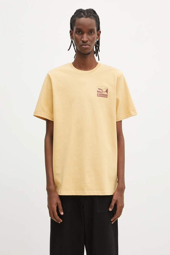 Columbia t-shirt in cotone Explorers Canyon regolare giallo 2036451.