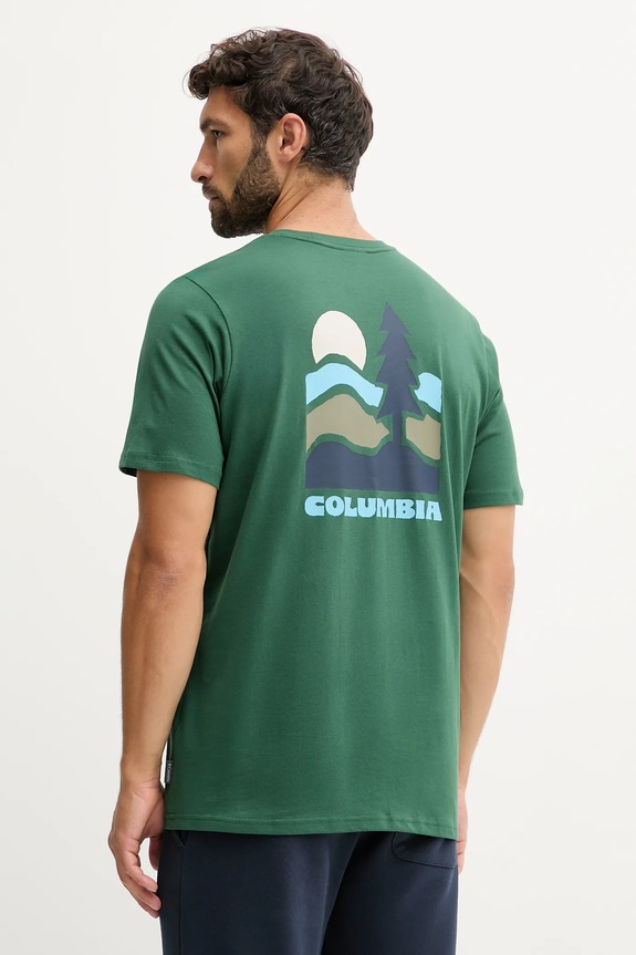 Βαμβακερό μπλουζάκι Columbia Explorers Canyon βαμβάκι πράσινο 2036451.