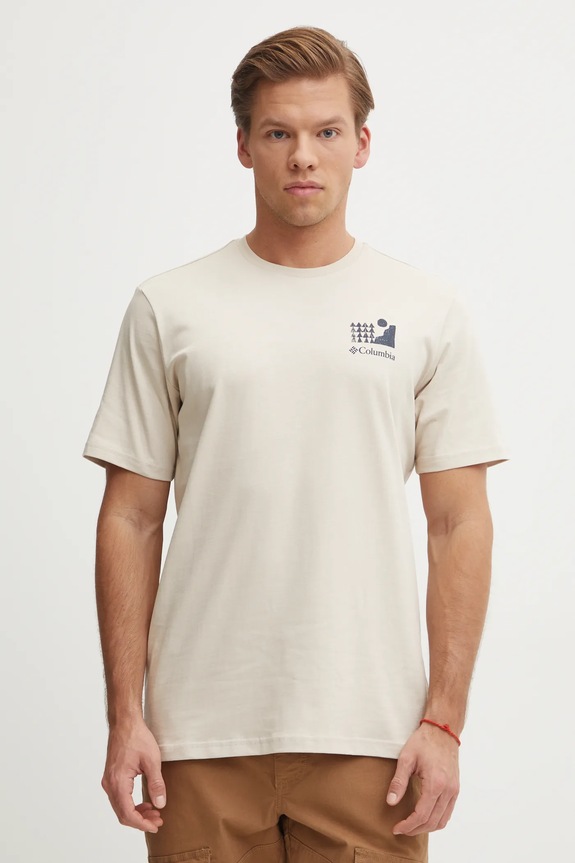 Odzież Columbia t-shirt bawełniany Explorers Canyon 2036451. beżowy
