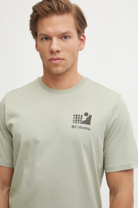 Columbia t-shirt bawełniany Explorers Canyon zielony 2036451.