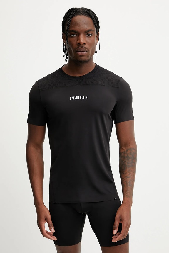 Μπλουζάκι προπόνησης Calvin Klein Performance με ελαστάν μαύρο LVGMS5K188