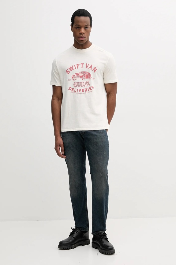 United Colors of Benetton tricou din bumbac 3F98U109Y bej SS25