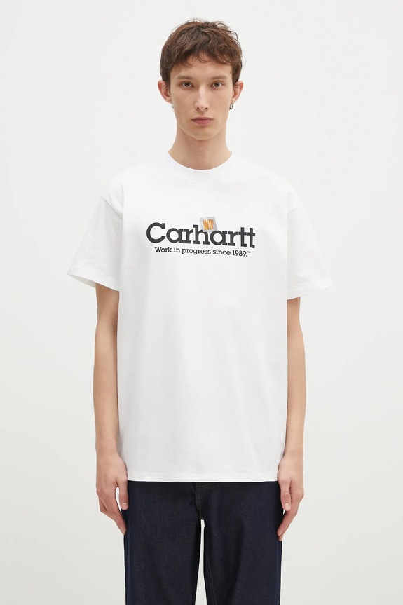 Carhartt WIP cotton t-shirt Label Script Planet friendly white I034421.02XX