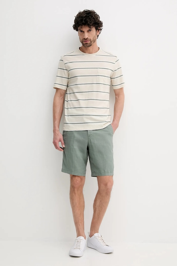 Tričko s příměsí lnu United Colors of Benetton 32UZU10A7 béžová SS25