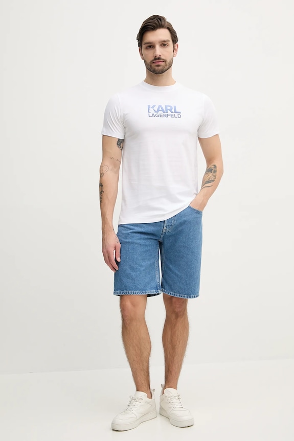 Βαμβακερό μπλουζάκι Karl Lagerfeld 552241.755064 λευκό SS25