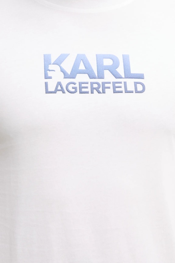 Βαμβακερό μπλουζάκι Karl Lagerfeld λευκό 552241.755064