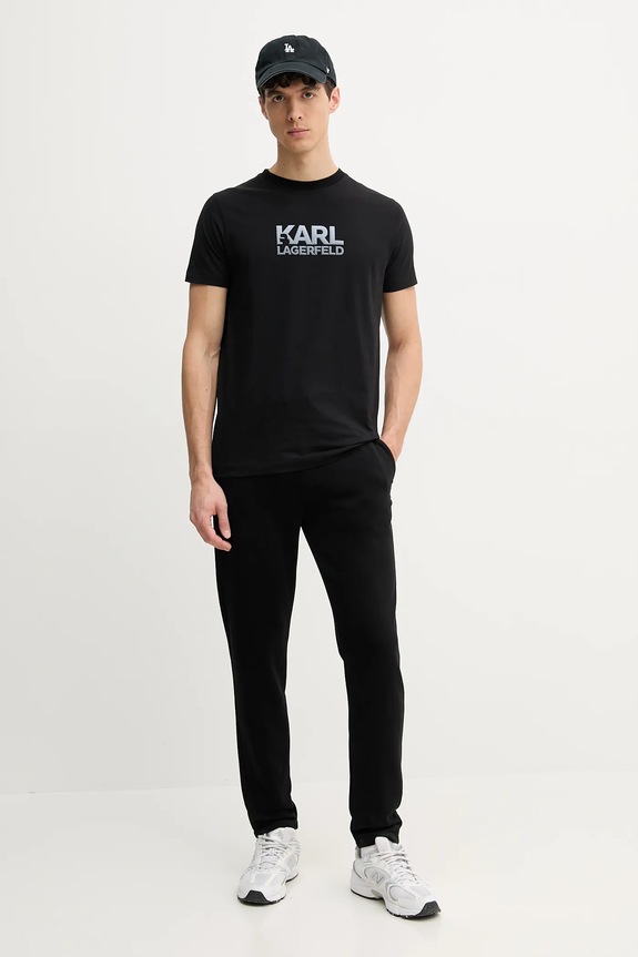 Бавовняна футболка Karl Lagerfeld 552241.755064 чорний SS25