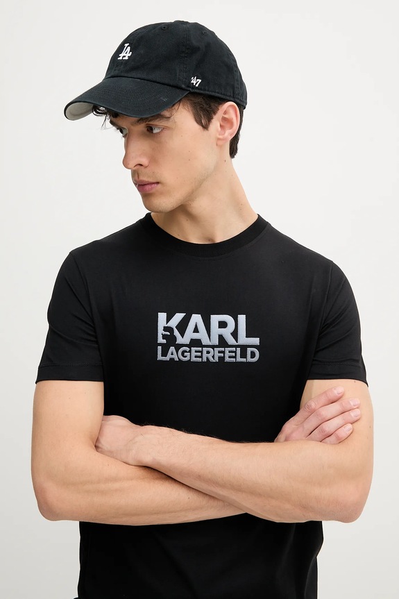 Бавовняна футболка Karl Lagerfeld чорний 552241.755064
