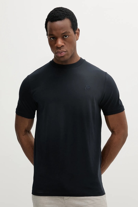 Karl Lagerfeld t-shirt z elastanem granatowy 552221.755750