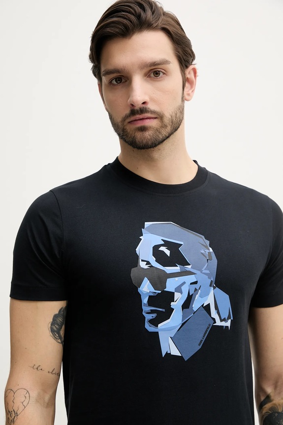 Karl Lagerfeld pamut póló sötétkék 552241.755065