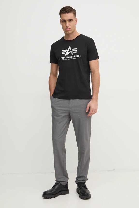 Bavlněné tričko Alpha Industries 100501CB černá SS25