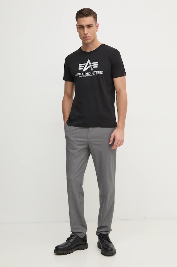 Bavlněné tričko Alpha Industries 100501CB černá SS25