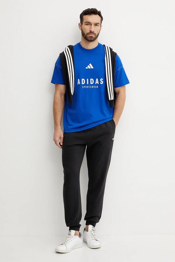 adidas pamut póló ALL SZN Graphic JJ3661 kék SS25