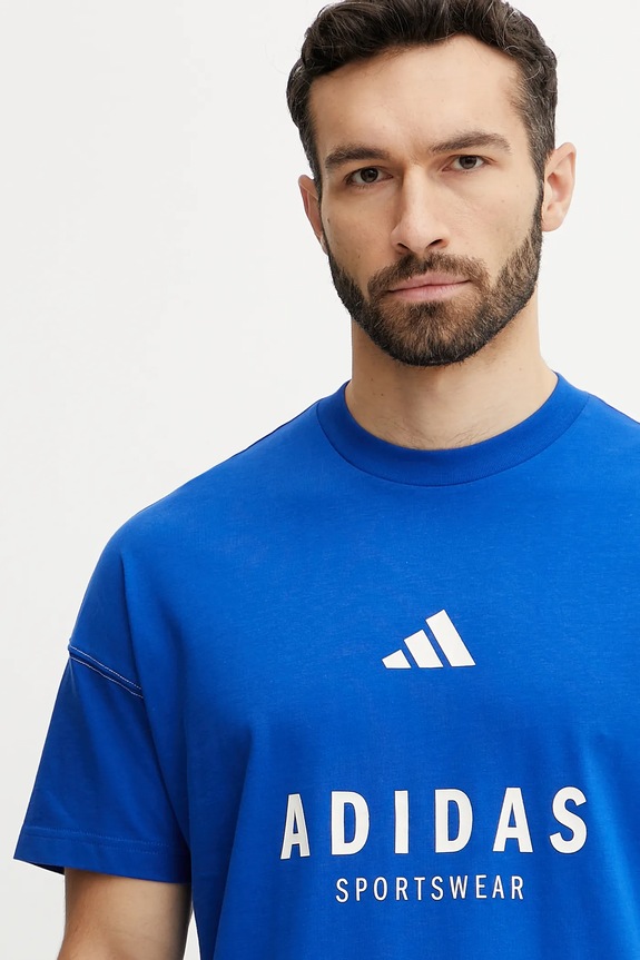 adidas pamut póló ALL SZN Graphic kék JJ3661