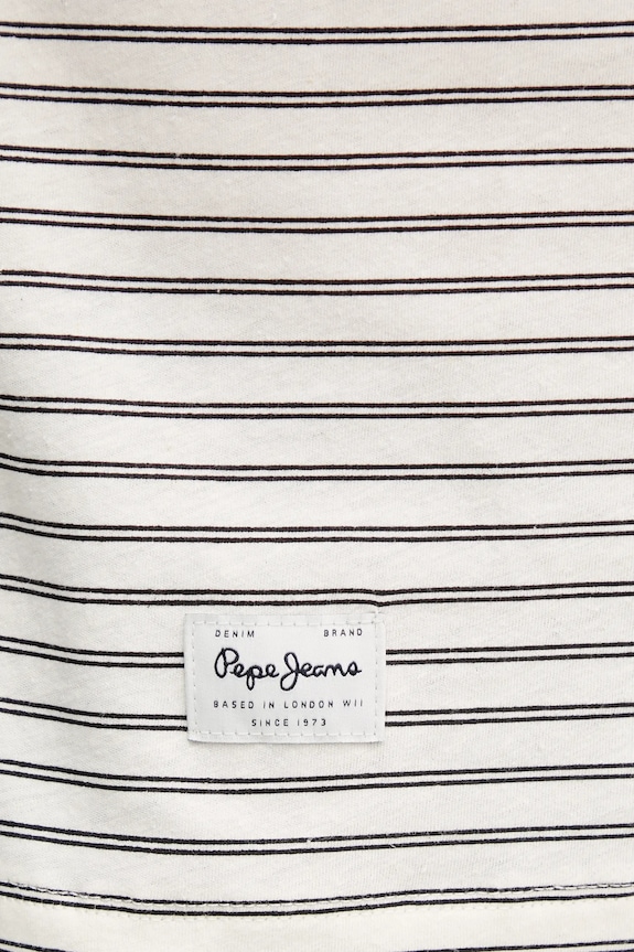 Μπλουζάκι με λινό μείγμα Pepe Jeans WEST STRIPED PURNEY TEE PM509761 μπεζ