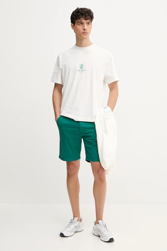 Βαμβακερό μπλουζάκι Pepe Jeans DOMINIC TEE PM509764 λευκό SS25