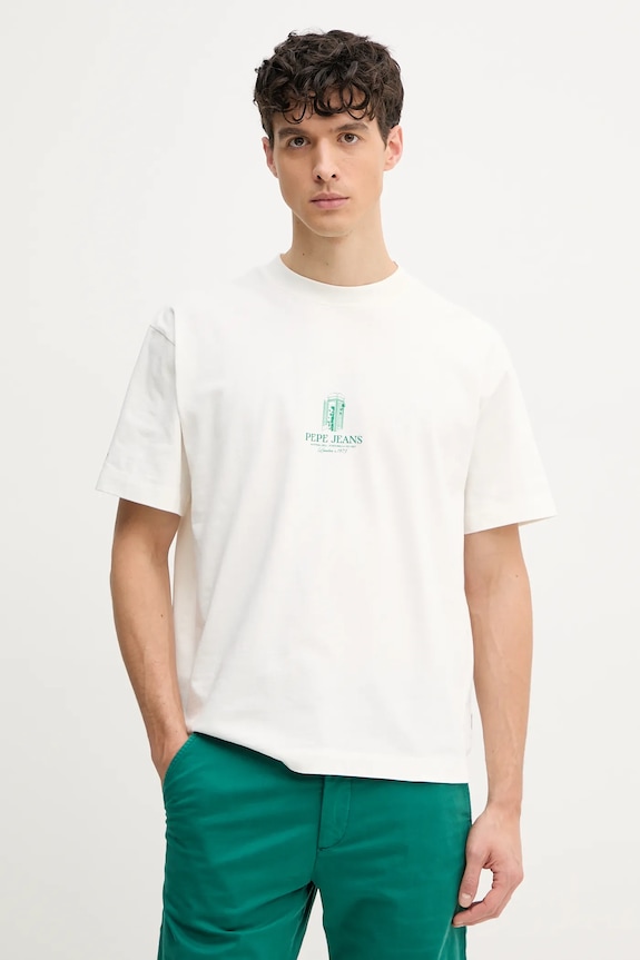 Ρούχα Βαμβακερό μπλουζάκι Pepe Jeans DOMINIC TEE PM509764 λευκό
