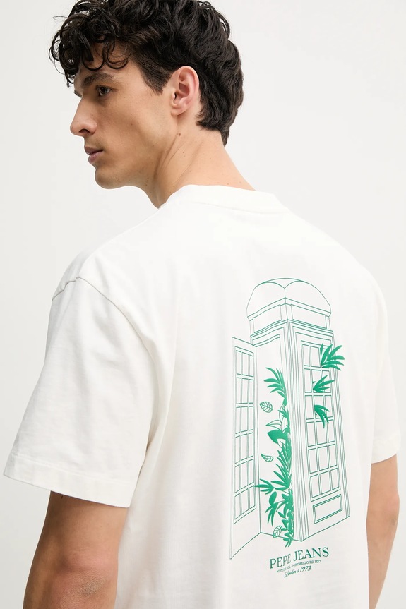 Βαμβακερό μπλουζάκι Pepe Jeans DOMINIC TEE λευκό PM509764