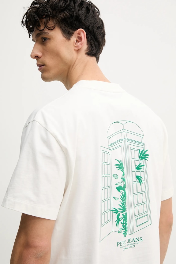 Βαμβακερό μπλουζάκι Pepe Jeans DOMINIC TEE λευκό PM509764