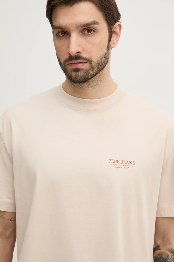 Памучна тениска Pepe Jeans DUSTER TEE бежов PM509773