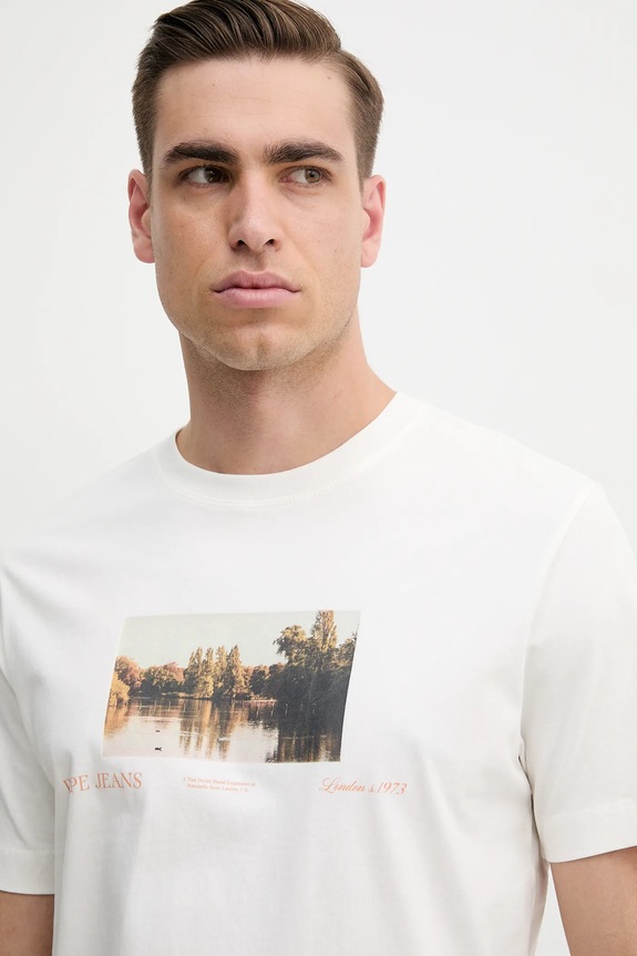 Bavlnené tričko Pepe Jeans DESMOND TEE béžová PM509775