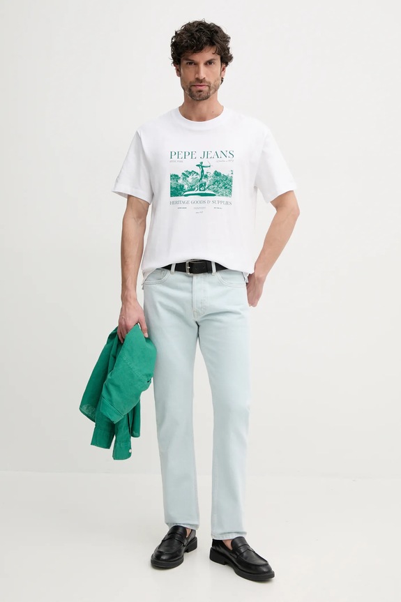 Βαμβακερό μπλουζάκι Pepe Jeans PATCH PM509779 λευκό SS25