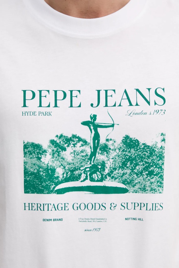 Βαμβακερό μπλουζάκι Pepe Jeans PATCH PM509779 λευκό