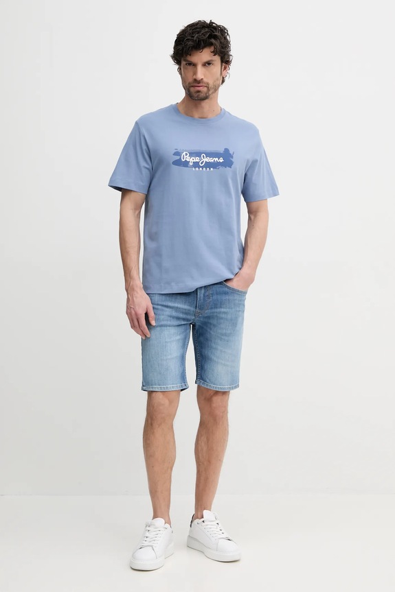 Bavlnené tričko Pepe Jeans PICTHON PM509782 modrá SS25
