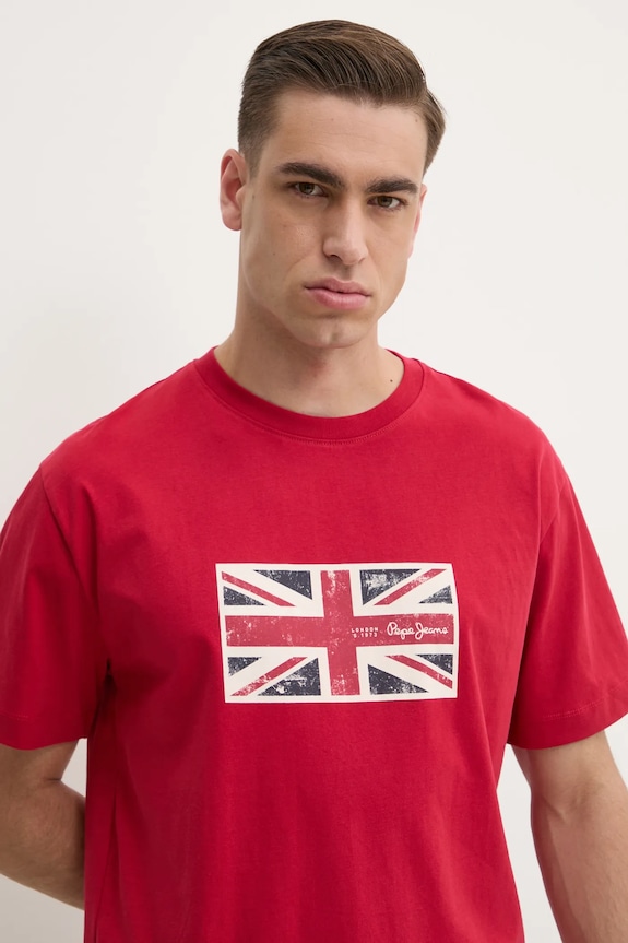 Bavlnené tričko Pepe Jeans UNION TEE červená PM509790