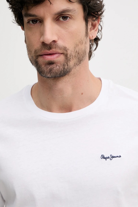 Pepe Jeans pamut póló BACK CLAG fehér PM509921