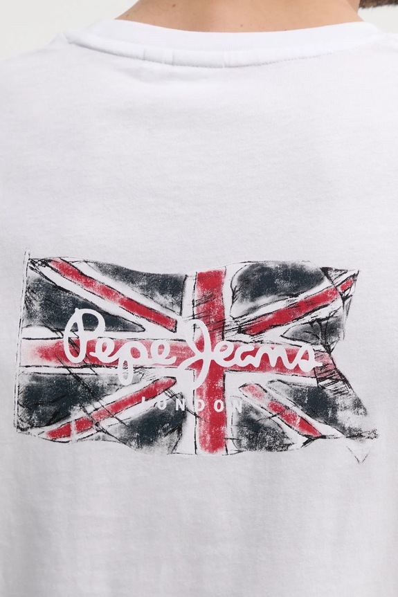 Pepe Jeans pamut póló BACK CLAG PM509921 fehér