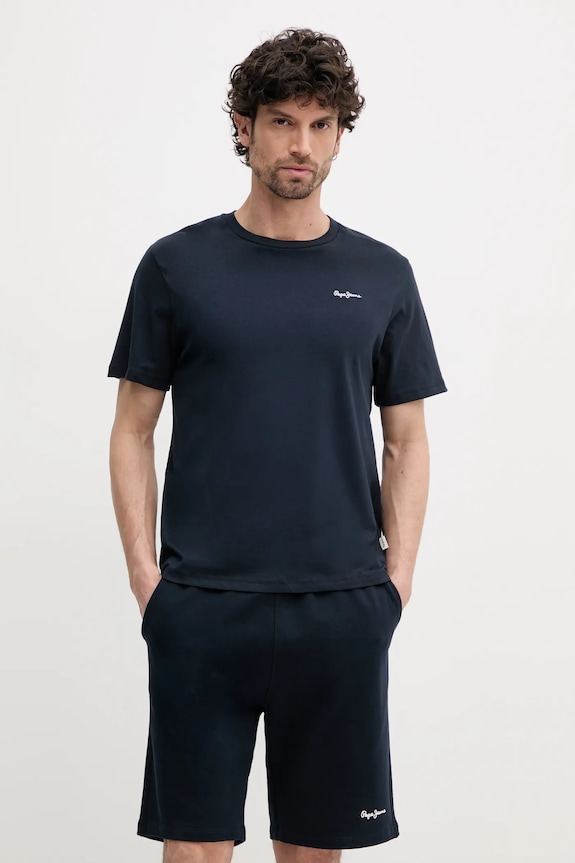 Bavlnené tričko Pepe Jeans BACK CLAG nášivka tmavomodrá PM509921