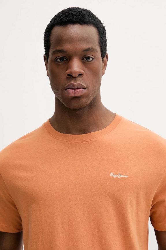 Bavlněné tričko Pepe Jeans CONTRAST CONNOR oranžová PM509933