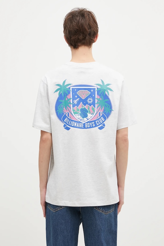 Одежда Хлопковая футболка Billionaire Boys Club Tropical Crest B24461 серый
