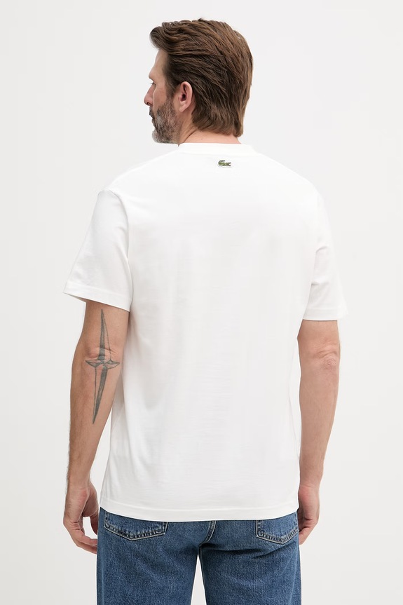 Odzież Lacoste T-shirt męski bawełniany TH2733 biały