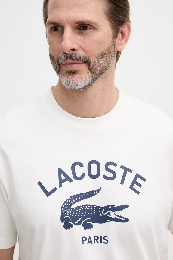 Lacoste T-shirt męski bawełniany biały TH2733